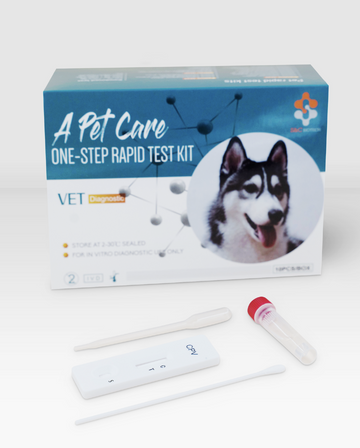 Parvo test kit box with testing equipment